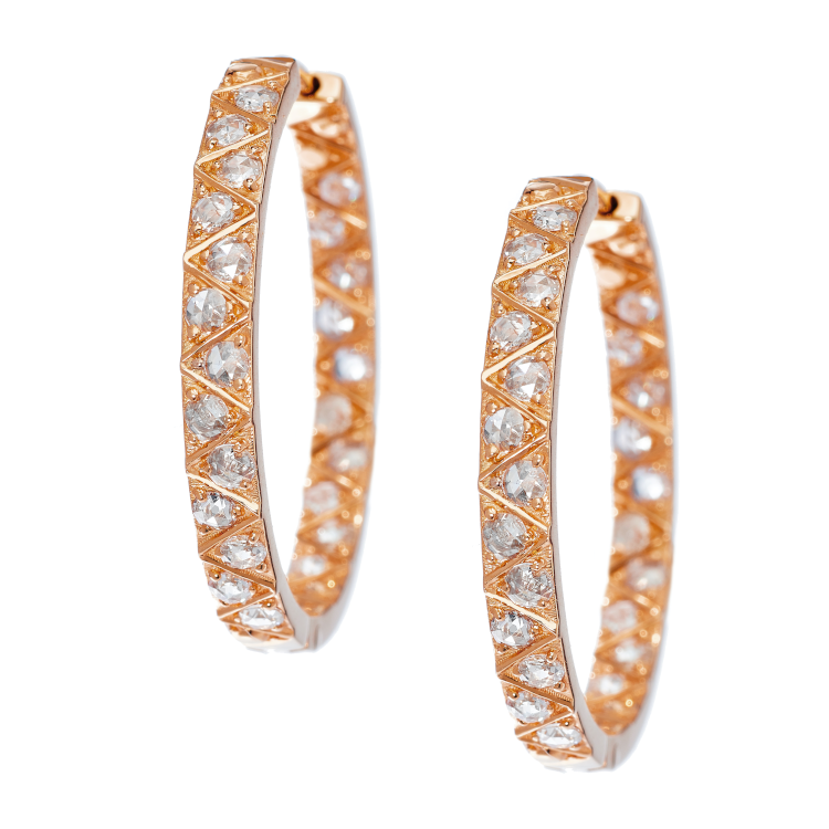 Обручи Stella из 18-каратного золота с бриллиантами огранки «роза». 