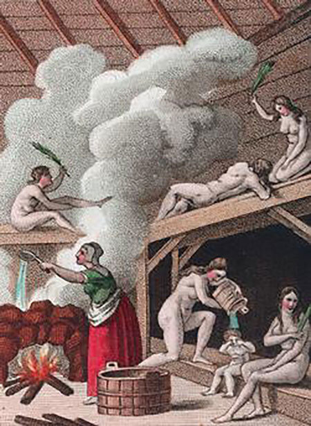 Банщица в финской общественной бане. XIX век