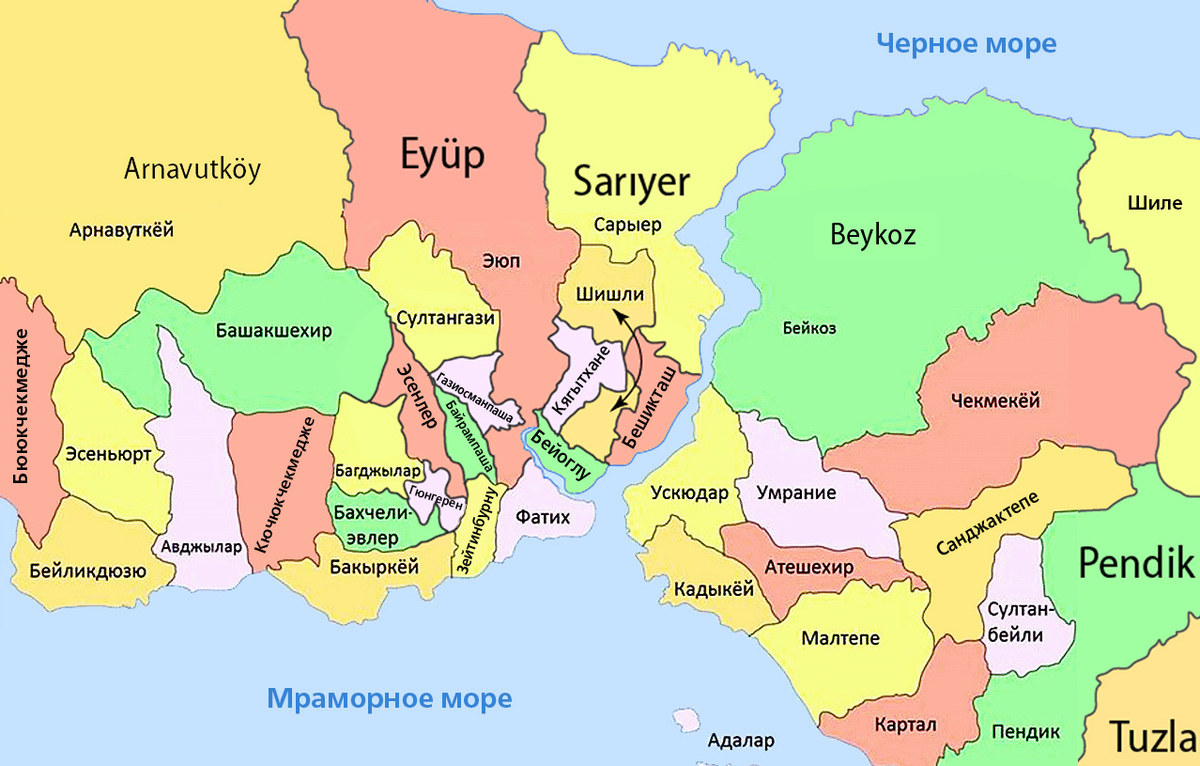 Стамбул какой район. Районы европейской части Стамбула на карте на русском. Районы Стамбула на карте. Районы азиатской части Стамбула на карте. Стамбул районы города карта на русском.