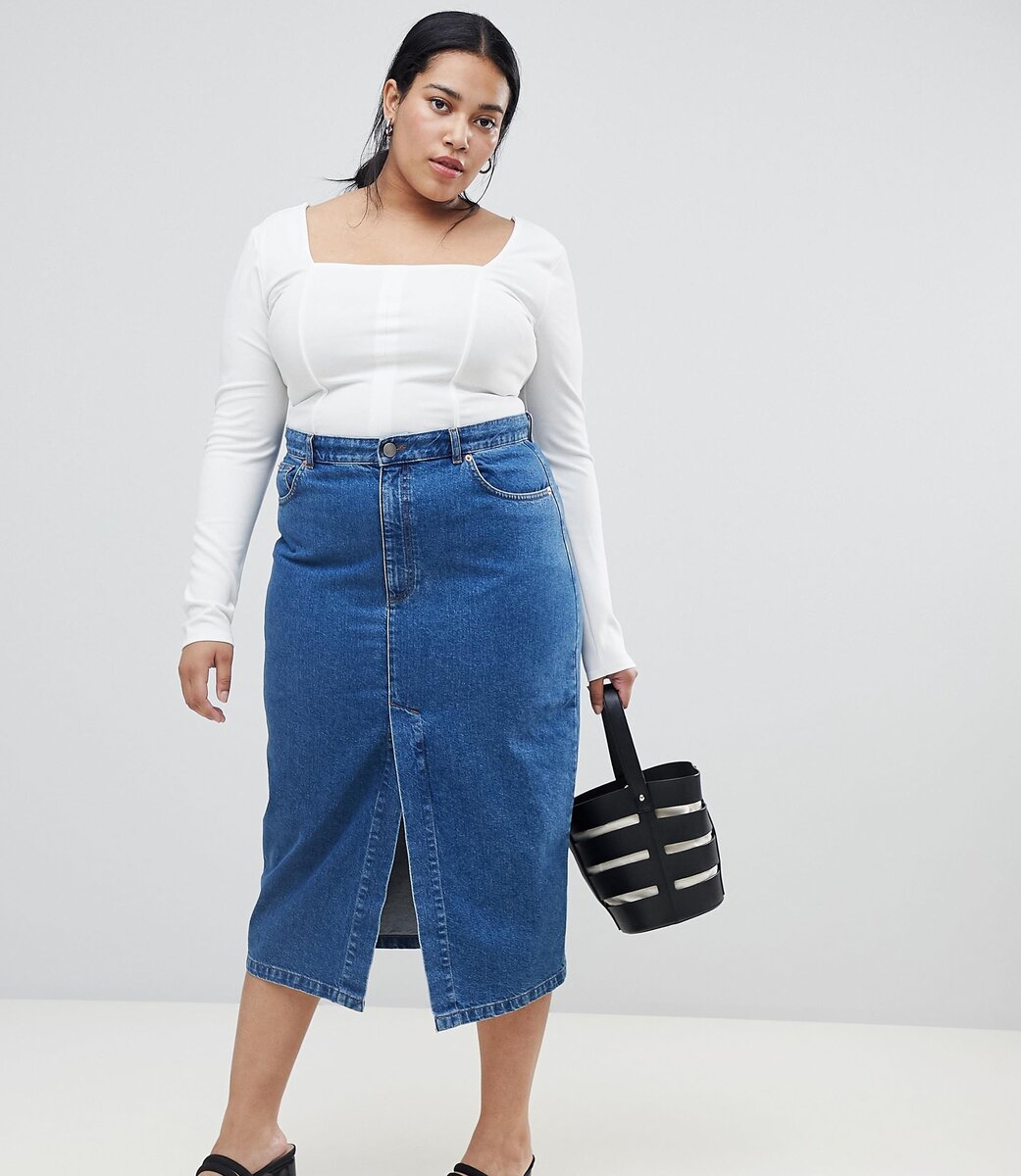 Джинсовая юбка макси ASOS curve Plus Size