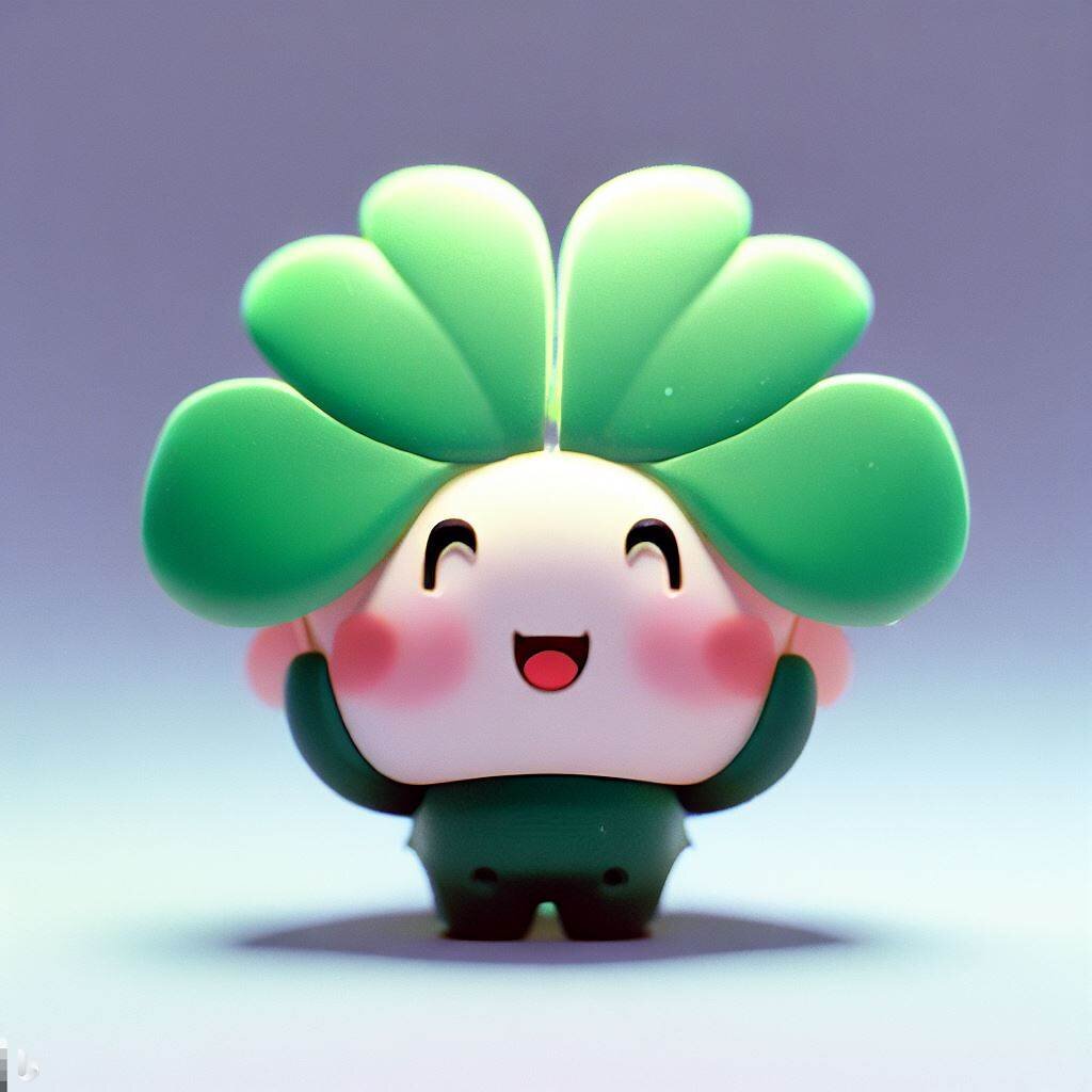 Персонаж, четырехлистный клевер, kawaii.