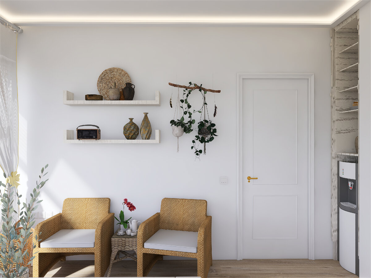 Комната отдыха в бане. Мебель, свет, цвет.