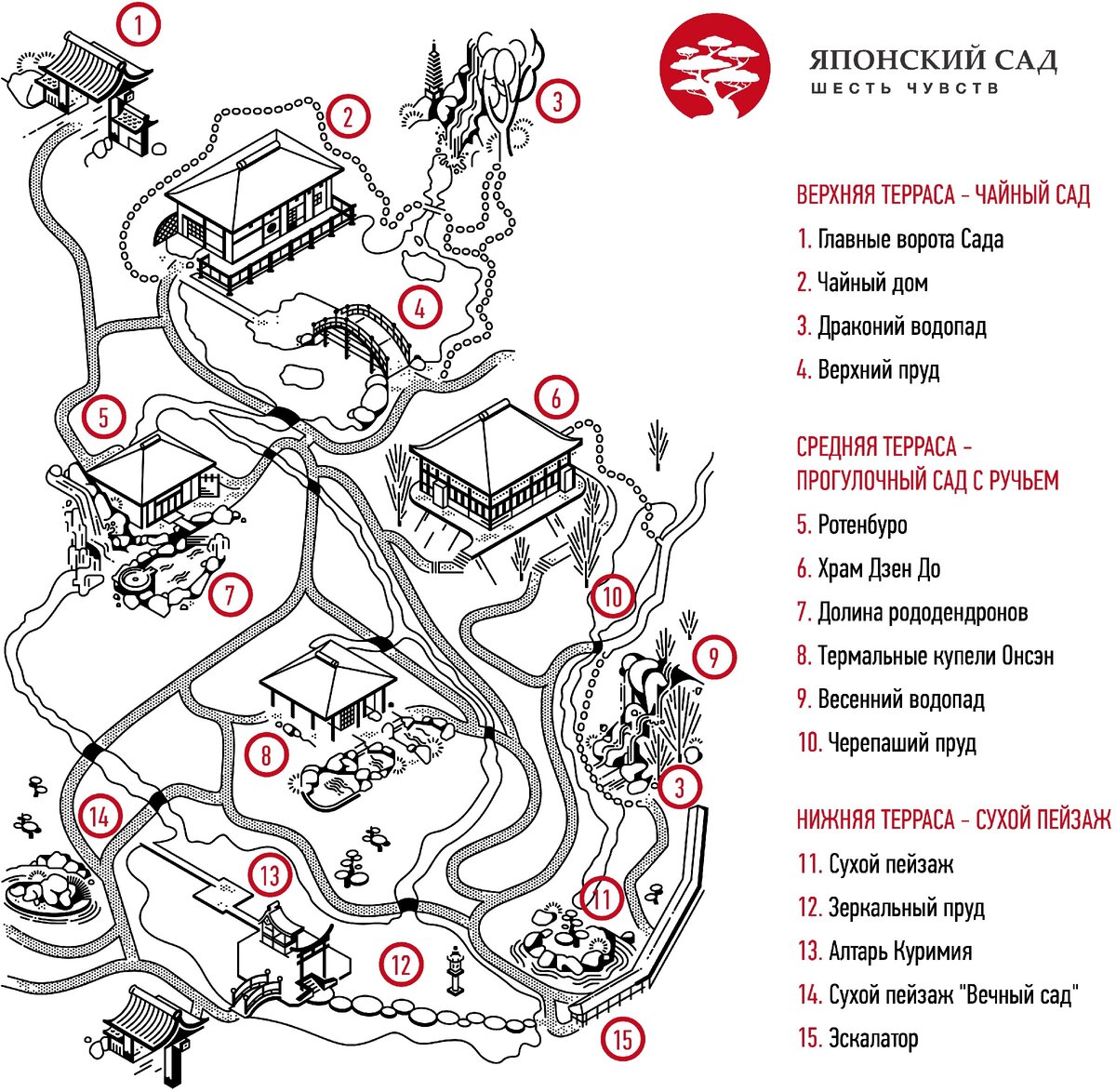 Карта Японского сада «Шесть чувств»