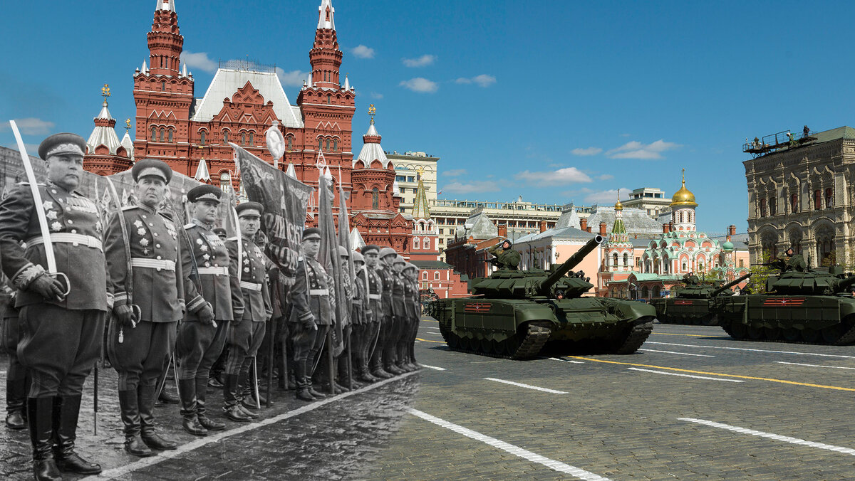 Военный парад Победы на красной площади 1945