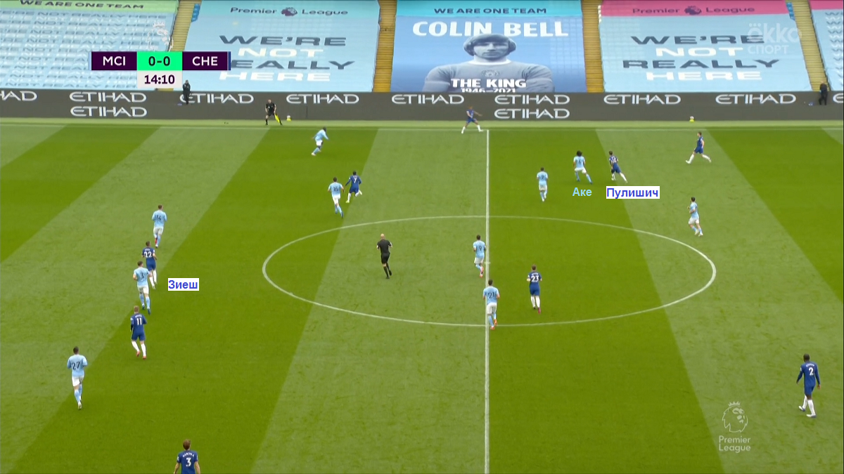 Пулишич играет ниже Зиеша. Источник: Okko Sport.