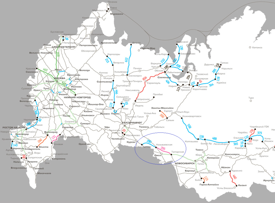 Транспортные сети россии карта