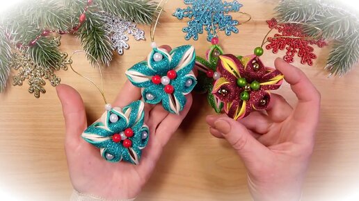 3 Простые, но интересные идеи новогодних игрушек из фоамирана 2021🎄 3 diy new Year  ornaments