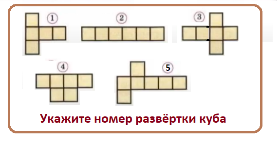 Чертеж развертки куба тип модели Угадаете развёртку куба из всех? Учимся пространственному воображению Тесты_мате