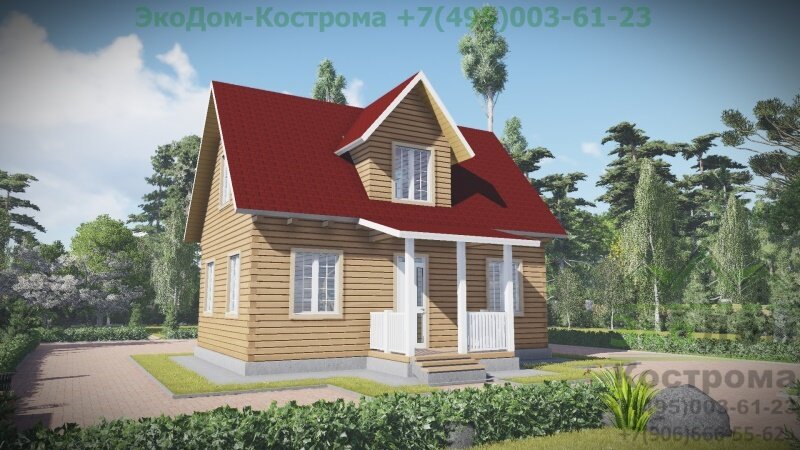 Проект дома из бруса "Серпухов" ДБ-84 от компании ЭкоДом-Кострома