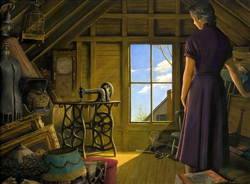 © Robert Riggs (American, 1896-1970) «Чердачные сокровища» 1950