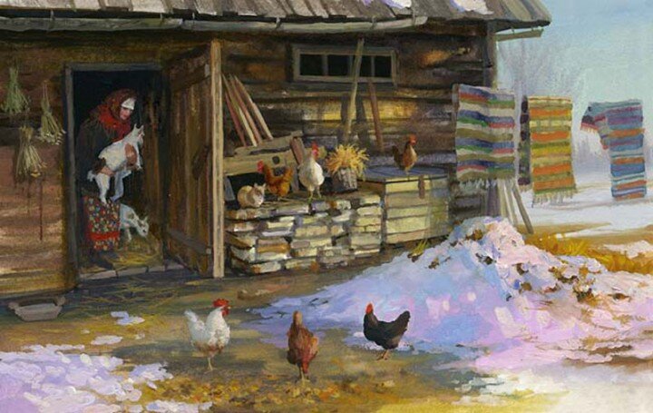 В.Ю. Жданов "Весенние хлопоты" Ссылка: https://ru.pinterest.com/pin/590253094899736772