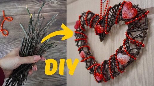 Декор Сердце на 14 февраля DIY МК Весенний венок для декора Поделка сердце на 14 февраля