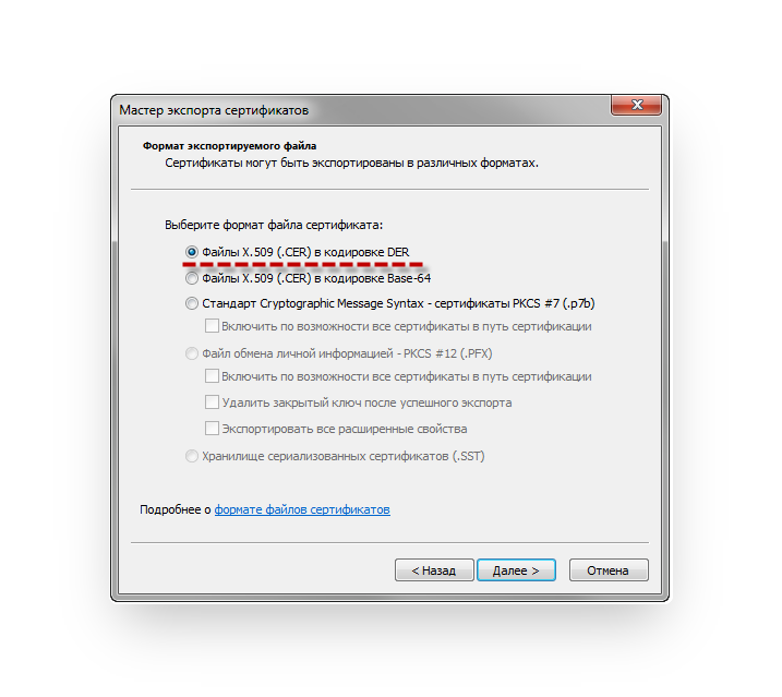 Криптопро pkcs. Экспортируемый закрытый ключ. Формат сертификата электронной подписи. Формате PKCS#10. Файл PKCS 7.