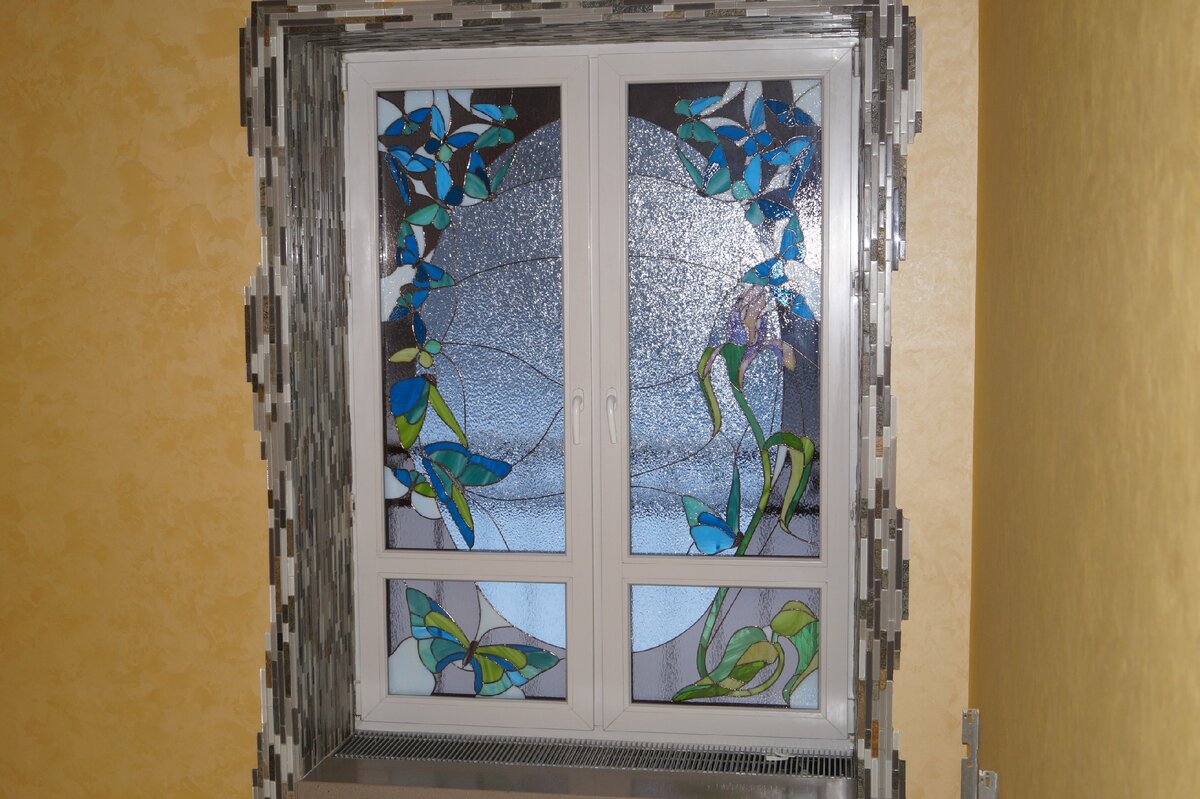 Витраж в технике Тиффани в стеклопакете. Витражная мастерская Сергея Х.