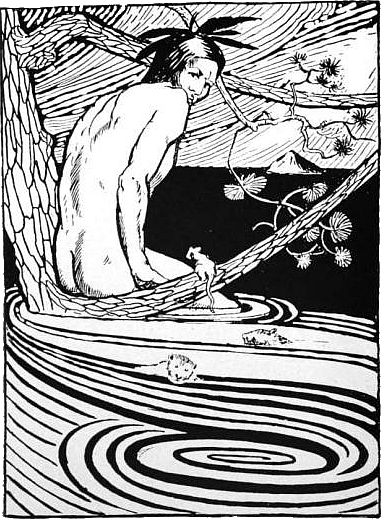 Nanabozho in the flood. (Illustration by R.C. Armour, from his book North American Indian Fairy Tales, Folklore and Legends, 1905)  источник - wikiptdia.org