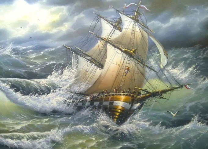 Рис. 1 Корабль в бурю. Символизирует технику защиты «Как моряк – к мачте в бурю» или как выстоять под натиском «урагана желаний»  