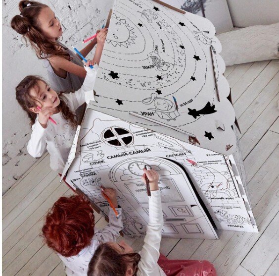 Картонный игровой домик раскраска "ТВОЙ ДОМИК, МАЛЫШ"