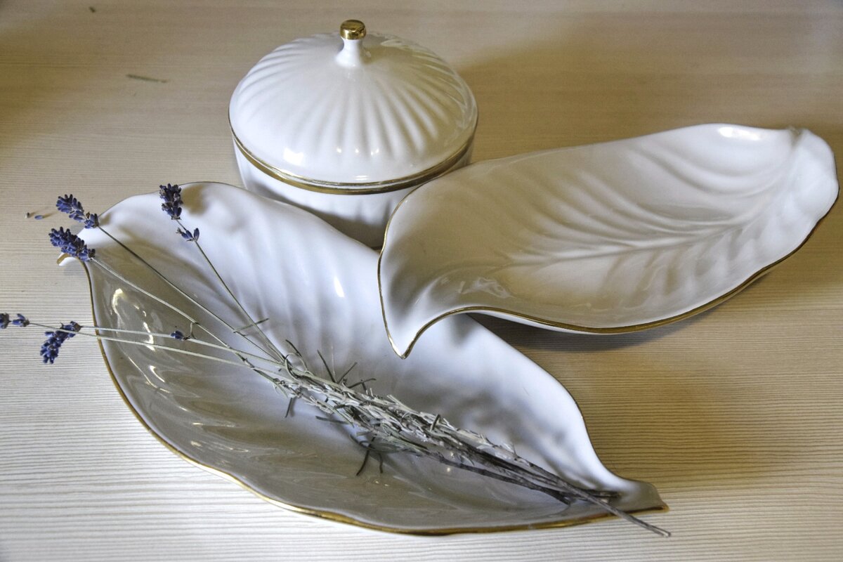 Мои недавние приобретения - сахарница ЛОЗ и салатник Лист Дулево, фото автора