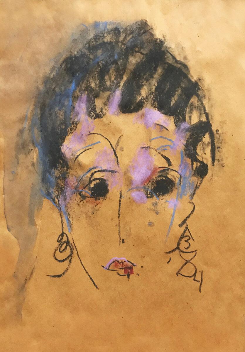 А. Т. Зверев. «Портрет жены». 1984. Бумага, смешанная техника 