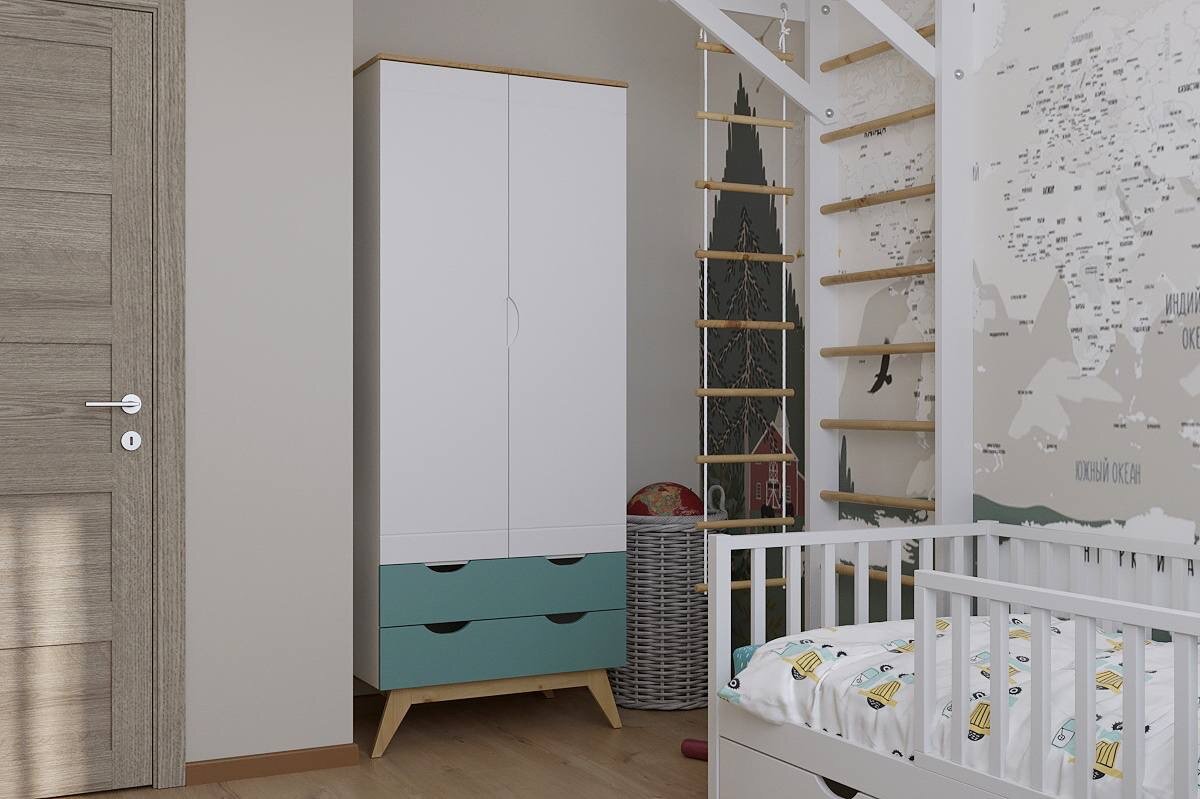 Шкаф Литлкидс-4, ручка запил, комбинированный цвет.