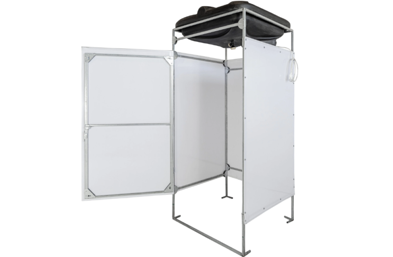 Летний дачный душ Аква с подогревом воды, антикоррозийный бак 220л, панели из белого поликарбоната 4мм