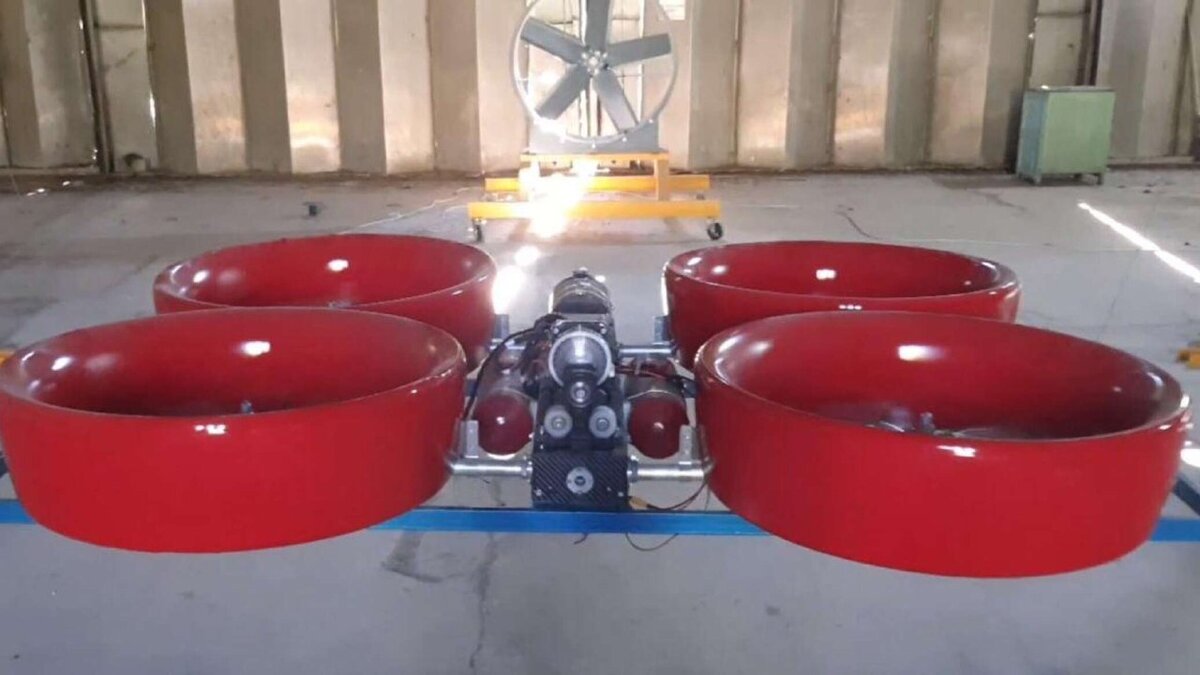 грузовой  беспилотник с винтокольцевыми двигателями