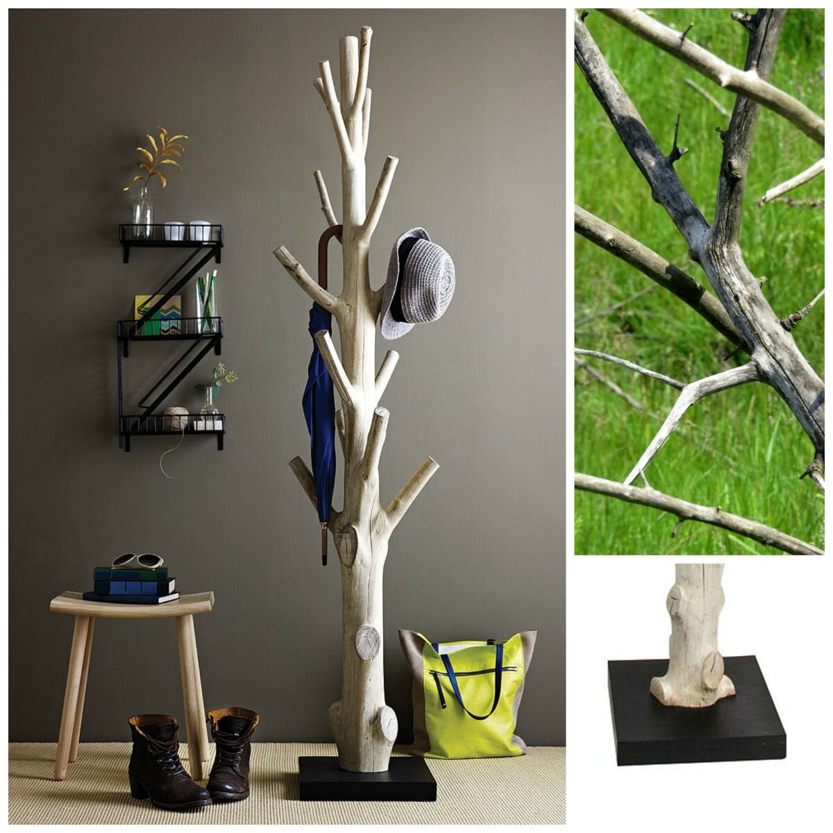    Вешалка из ствола дерева. Источник: thegreenhead.com