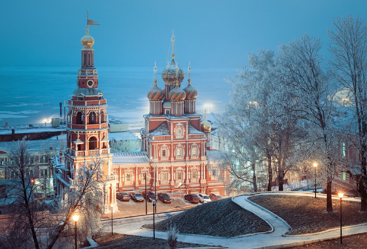 Нижний Новгород Рождественская улица зимой Церковь