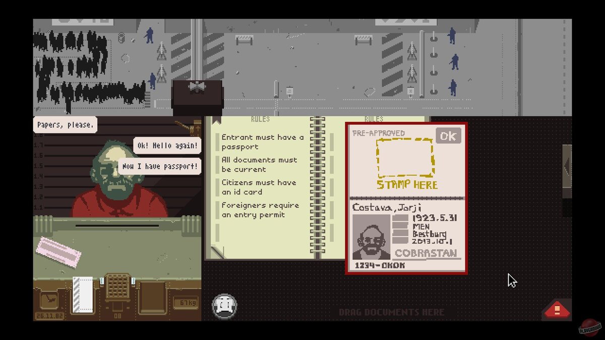 Скриншот из игры "Papers, Please!". Источник: http://fxgames.ru