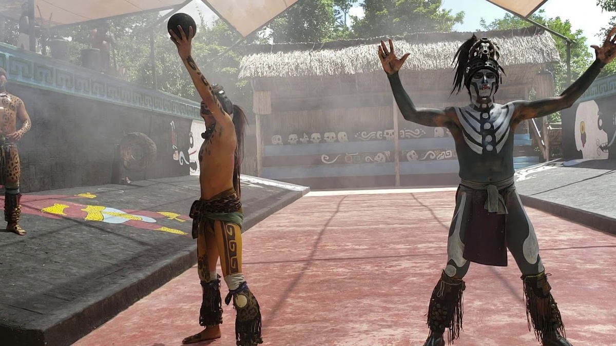 Воссозданная мексиканцами  игра пок-та-пок , нынешняя  игра "улама"