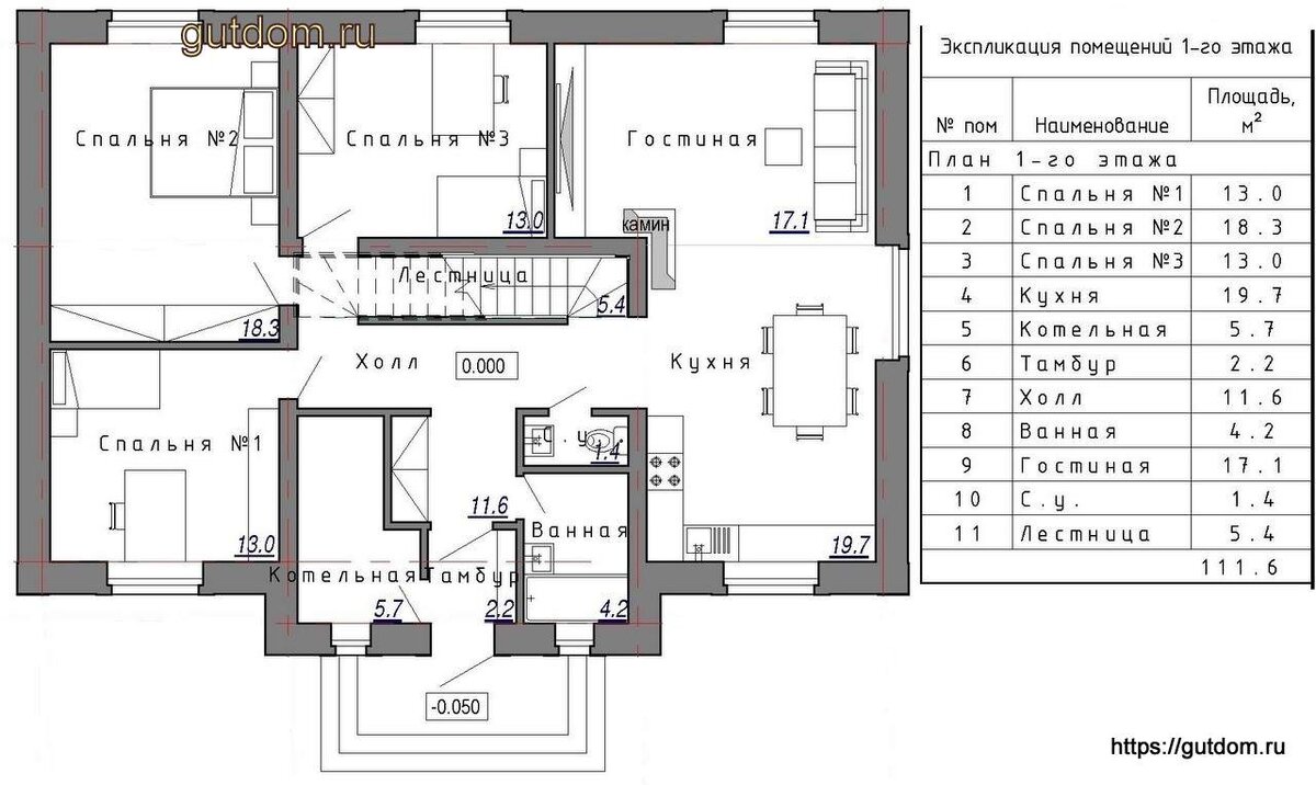 планировка одноэтажного дома