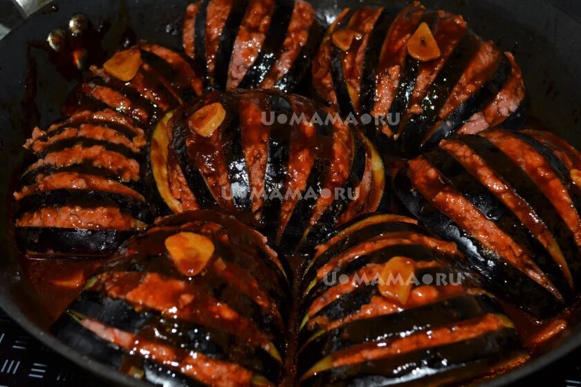 Хвост тигра из баклажанов и фарша