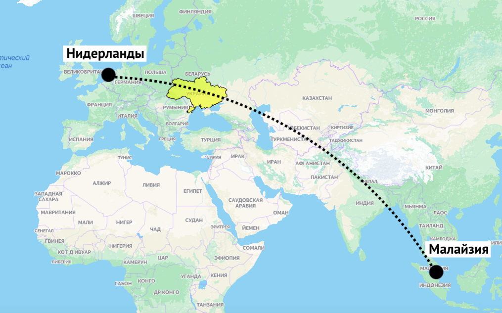 Маршрут малазийского Боинга. Маршрут mh17.