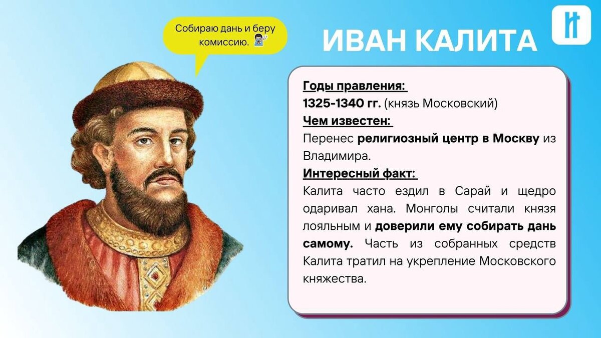 Современники ивана. Иван Калита и Дмитрий Донской сравнение таблица. Ярослав 2. Закончи высказывание князь Дмитрий приходился Ивану Калите.