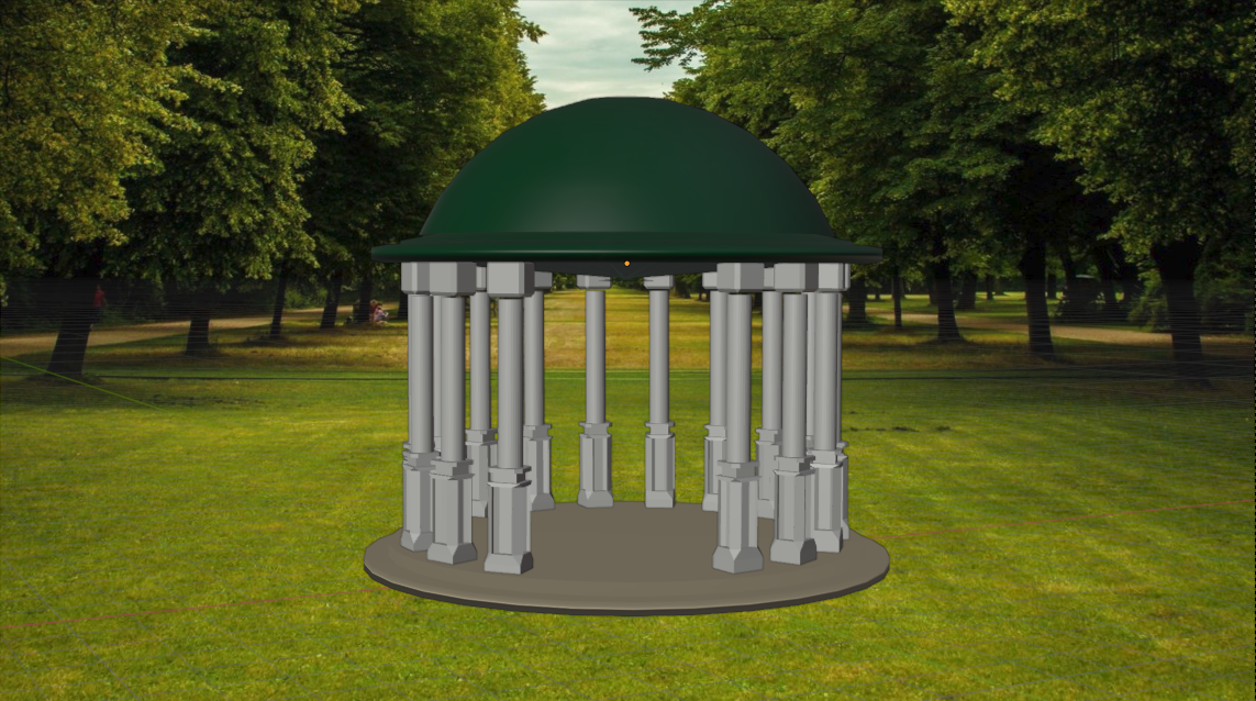 Модель Ротонды создавалась в программе Blender. Ротонда - композиционный тип круглого здания, как правило, окруженного колоннами и увенчанного куполом. Сооружение создано для декорации пространства и отдыха в нем. 
