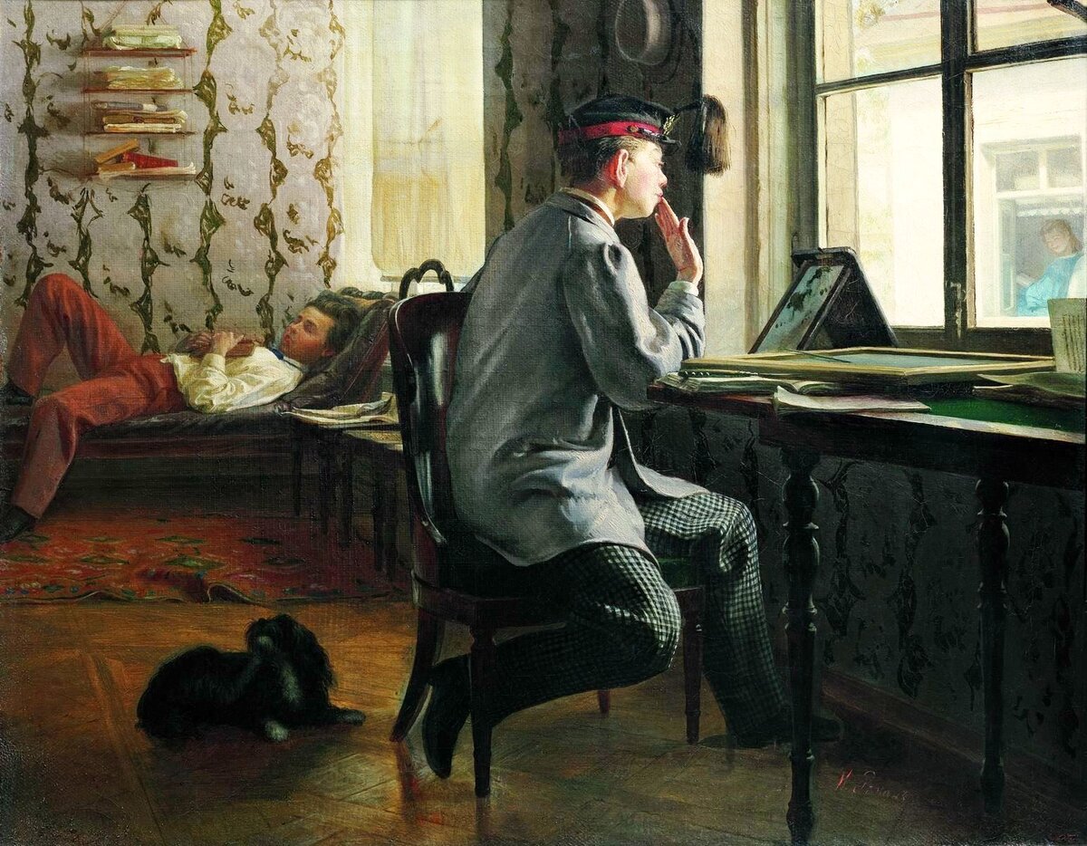 Илья Репин. Приготовление к экзамену, 1864