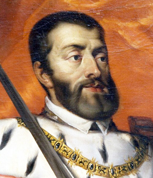 Карл V Габсбург. Портрет прижизненный, но более поздний - в описываемый период, ему было только 25.
