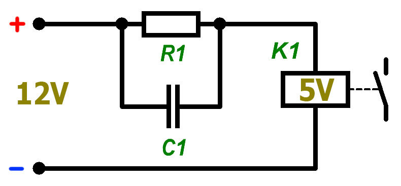 Схема для ускорения срабатывания электромагнитного реле RC цепочкой