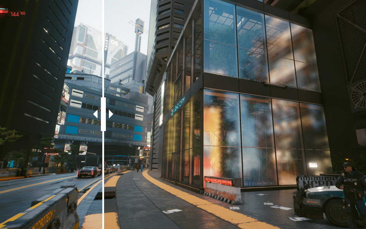 Освещение с трассировкой лучей (справа) и без (слева)