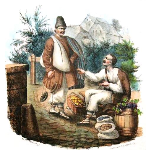 Бойки (верховинцы) на линогравюре 1841 года