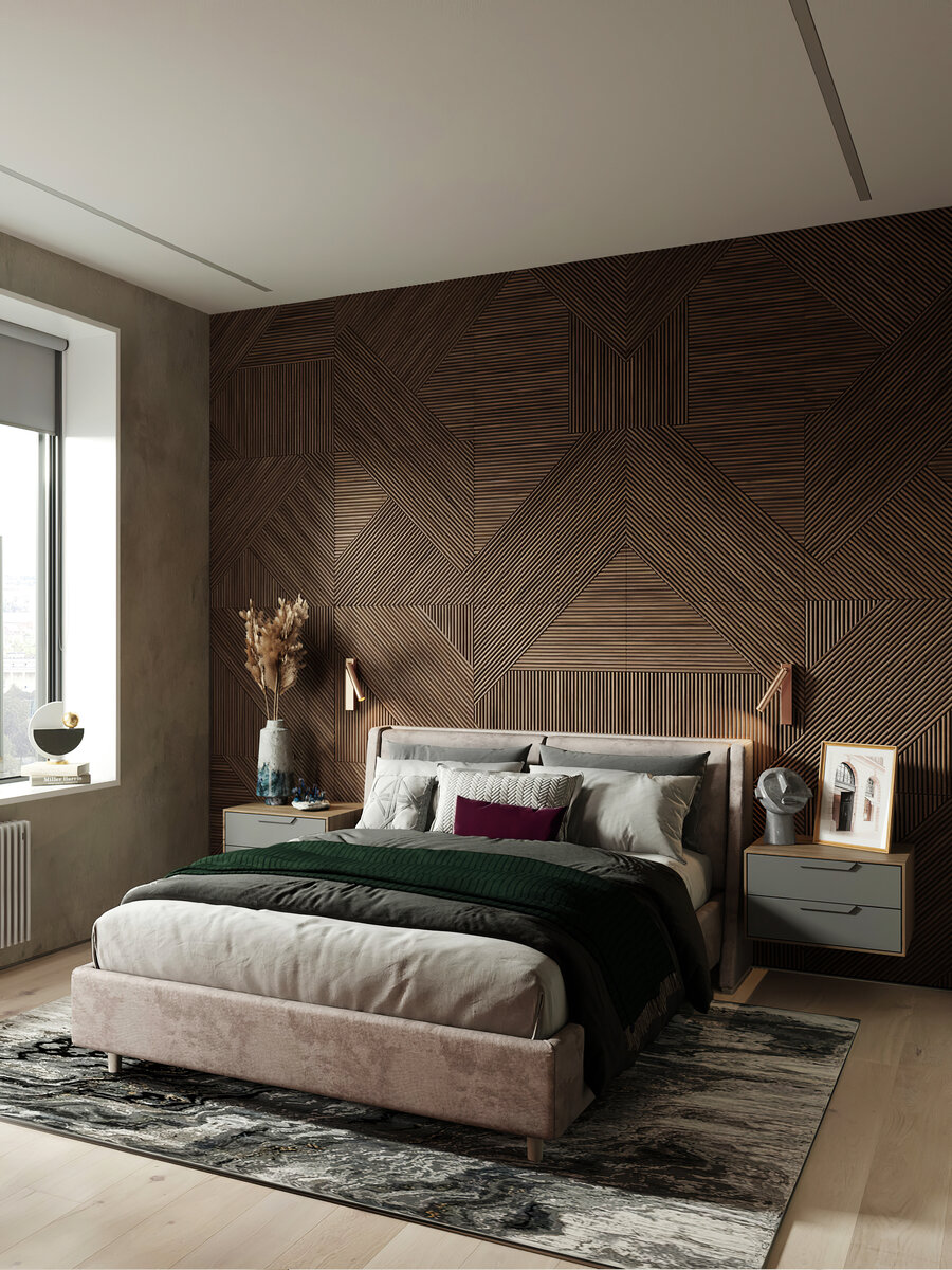 Дизайн спальни, мдф панели