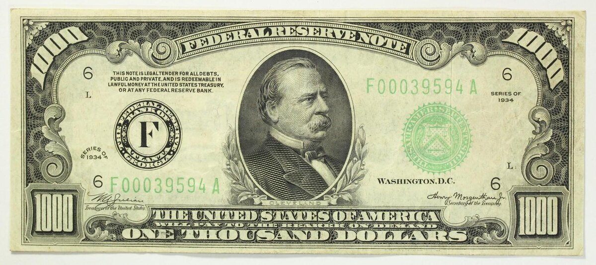 $1000 1934 года. Источник: Яндекс-картинки
