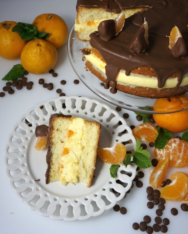 Торт с мандариновым муссом из 2х простых ингредиентов
