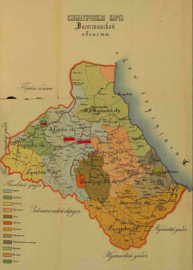 Карта дагестана в 1920 году