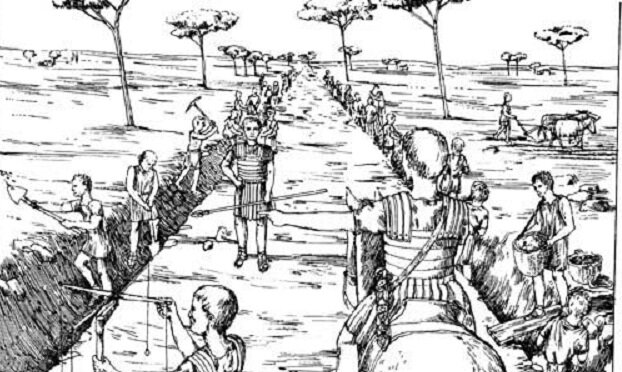 Строительство дороги в древнем Риме