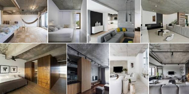 Бетонный потолок выбирают за экстравагантность, ведь сегодня есть огромное количество разных отделочных материалов по самой доступной цене. 