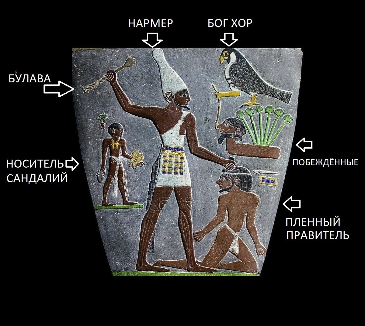 Центральная часть реверса палетки фараона Нармера.