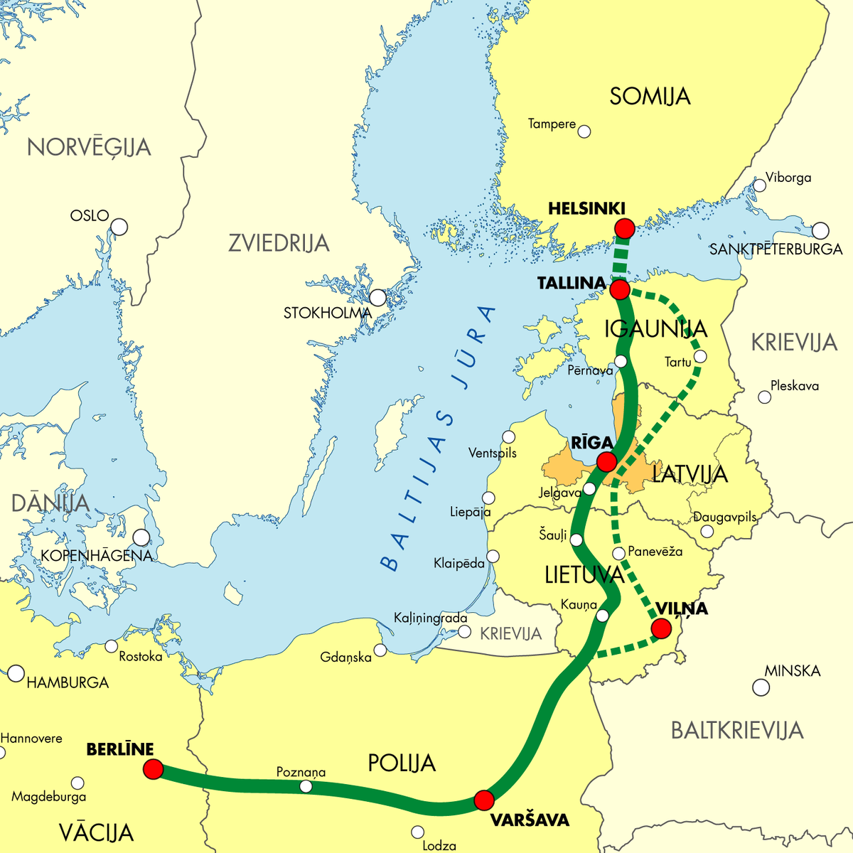 © Ministry of Transport and Communication of the Republic of Latvia / Wikimedia Commons (В рамках проекта Rail Baltica тоннель должен связать железной дорогой Хельсинки и Берлин)