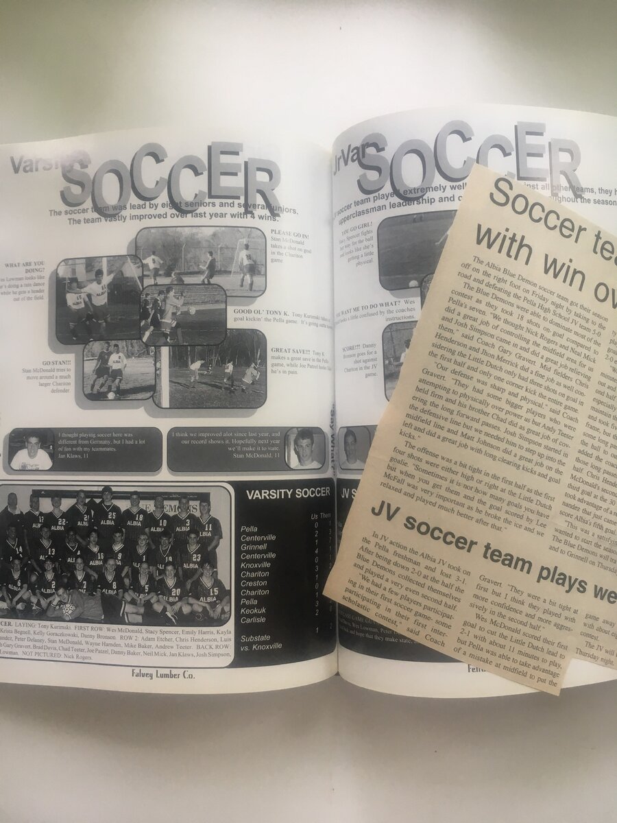 Секция футбола, в которой я занималась. Тут меня нет, это альбом предыдущего года.