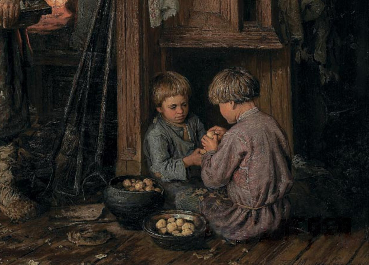 Василий Максимов «Утро вдовца», фрагмент